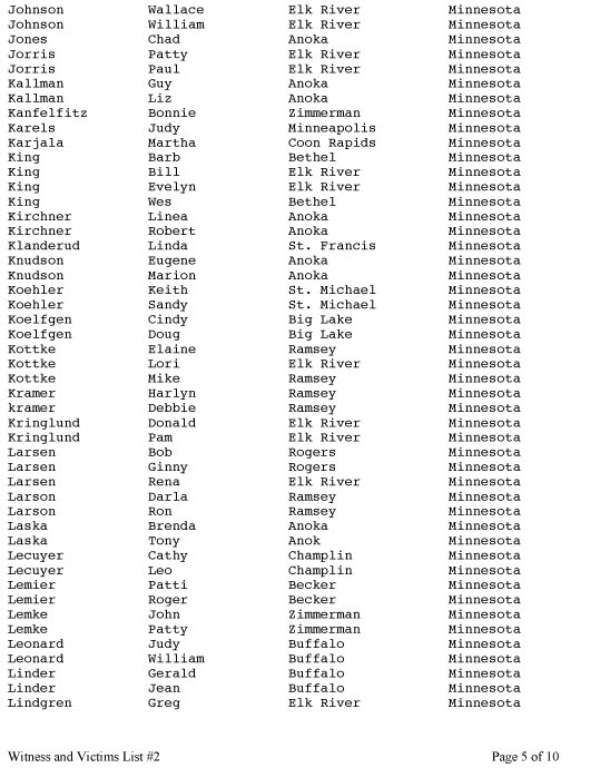 IMAGE Witness List Page Five