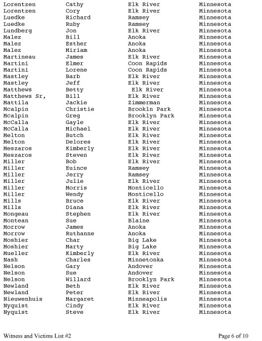 IMAGE Witness List Page Six